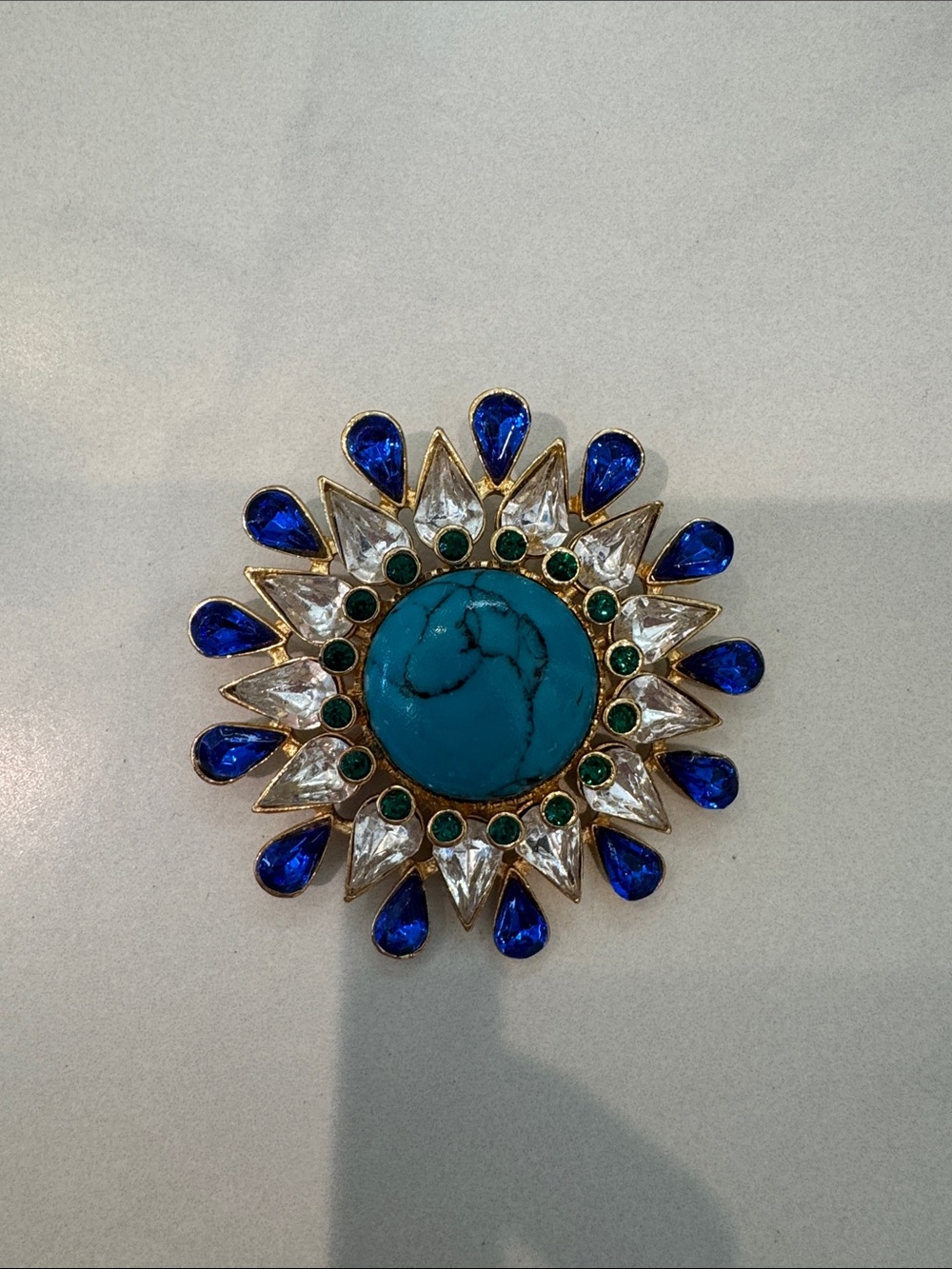 Express Turquoise and Blue Sunburst Statement Brooch